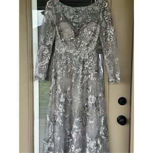 Mac Duggal | Dresses | Mac Duggal Nwt Boat Neck Long Sheer Sleeve ...